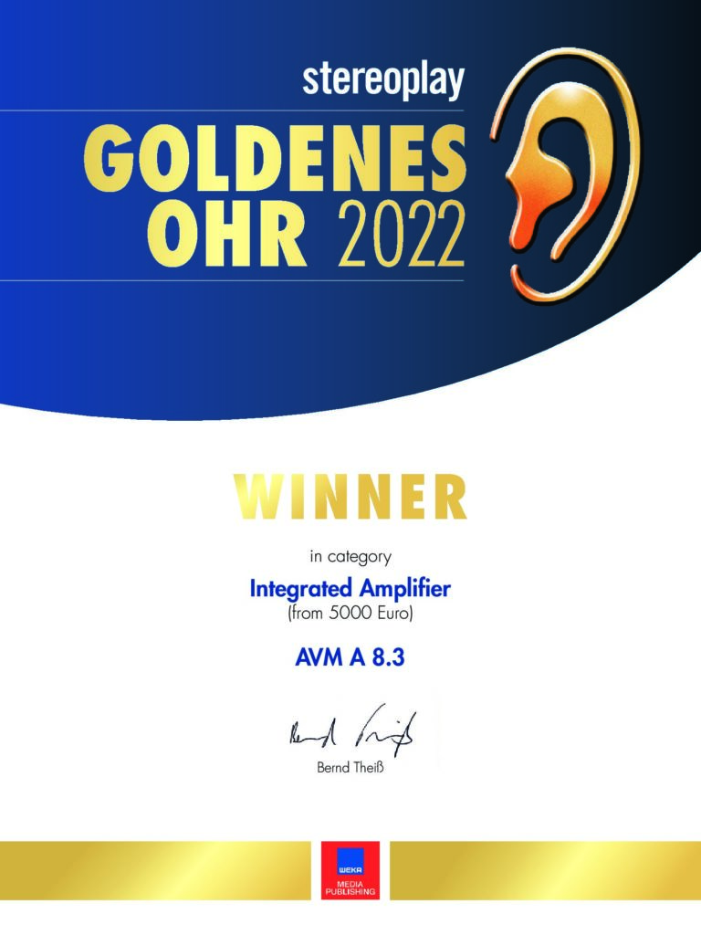 Urkunde Goldenes Ohr 2022 stereoplay AVM A 8.3 EN pdf